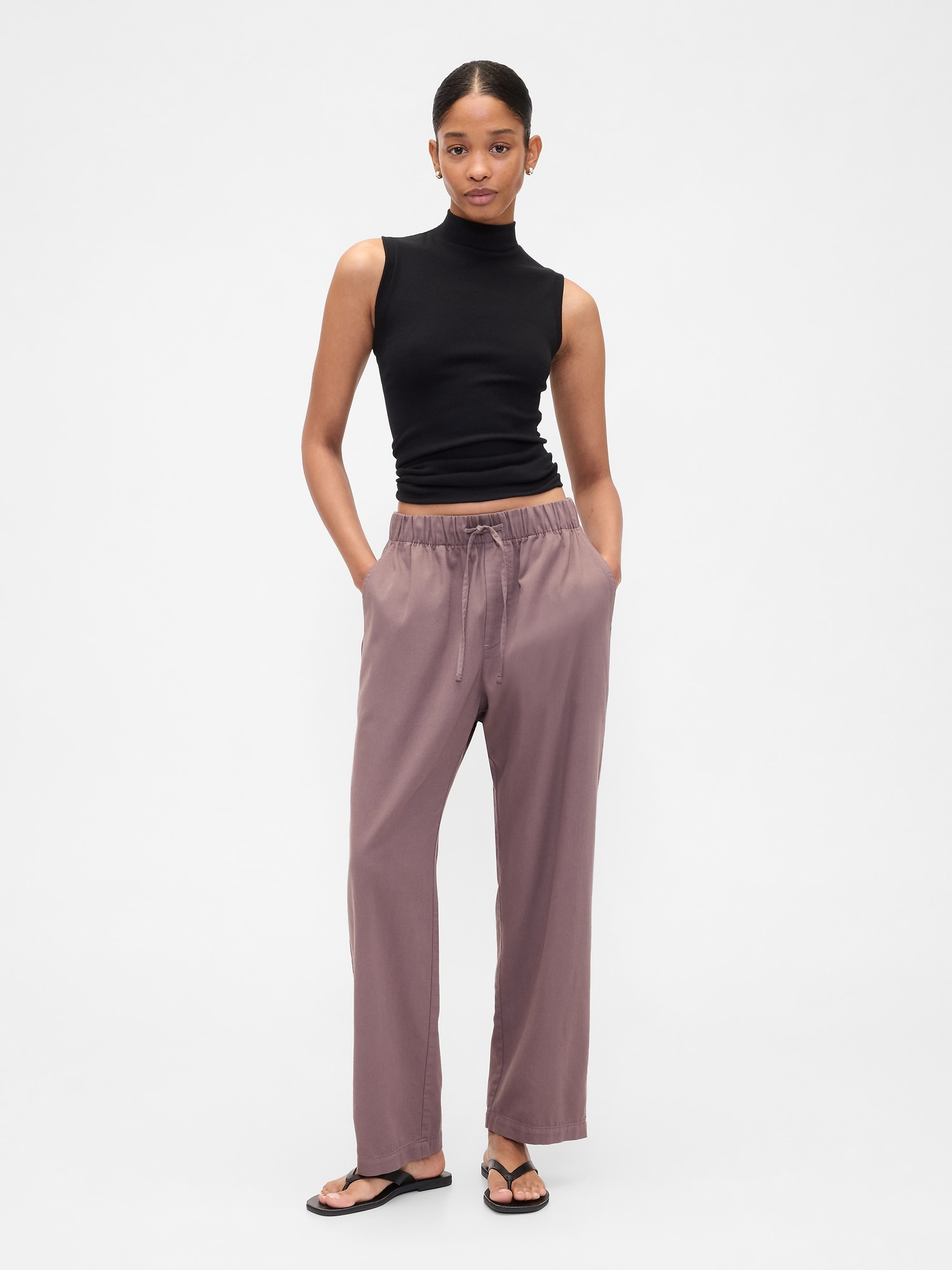 Mid Rise Easy Twill Pants