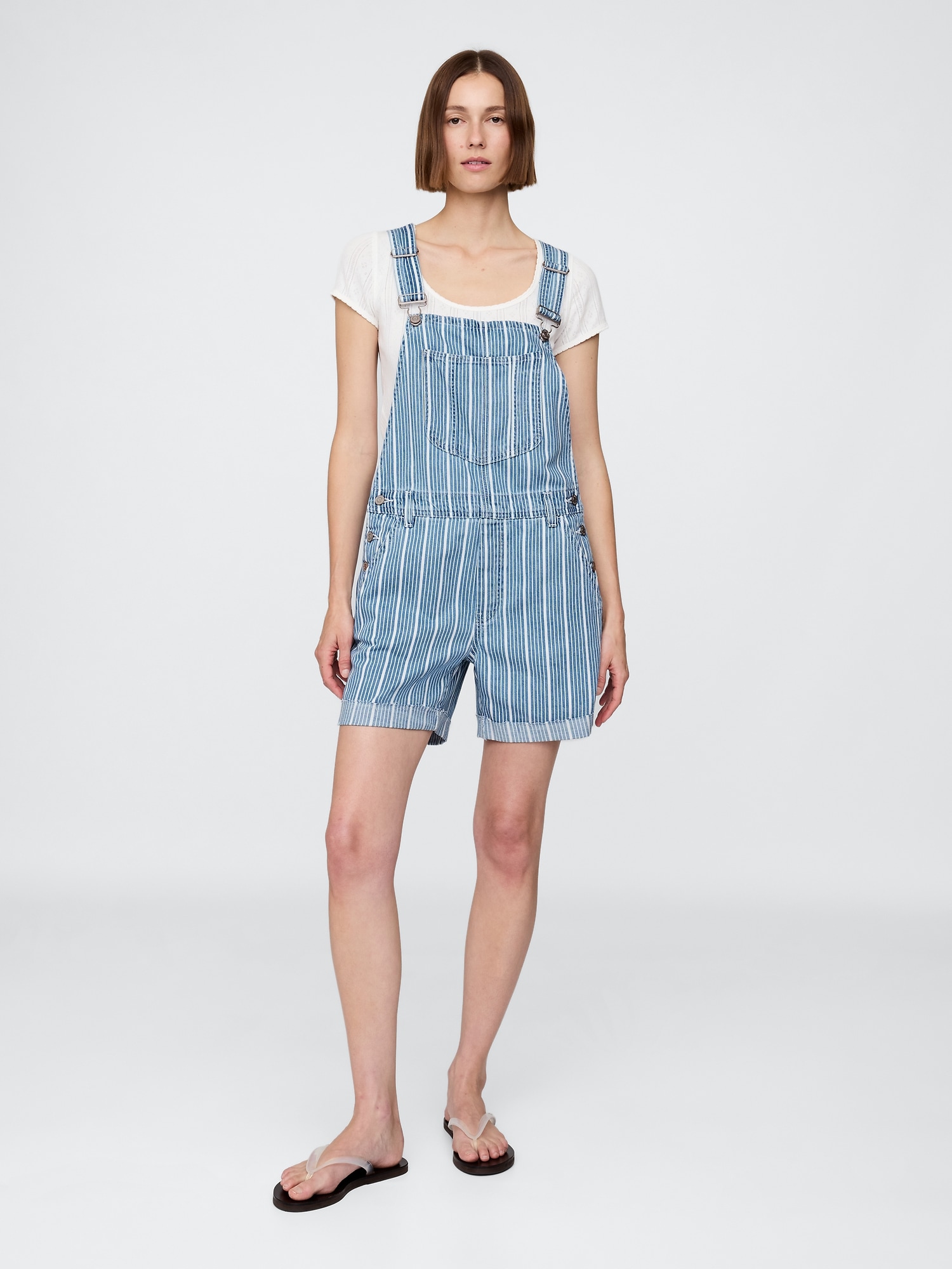 UltraSoft Denim Stripe Shortalls