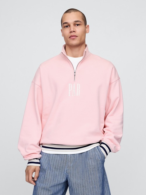 Gap × Malbon ヘビーウェイト ロゴ 1/4ジップアップ トレーナー