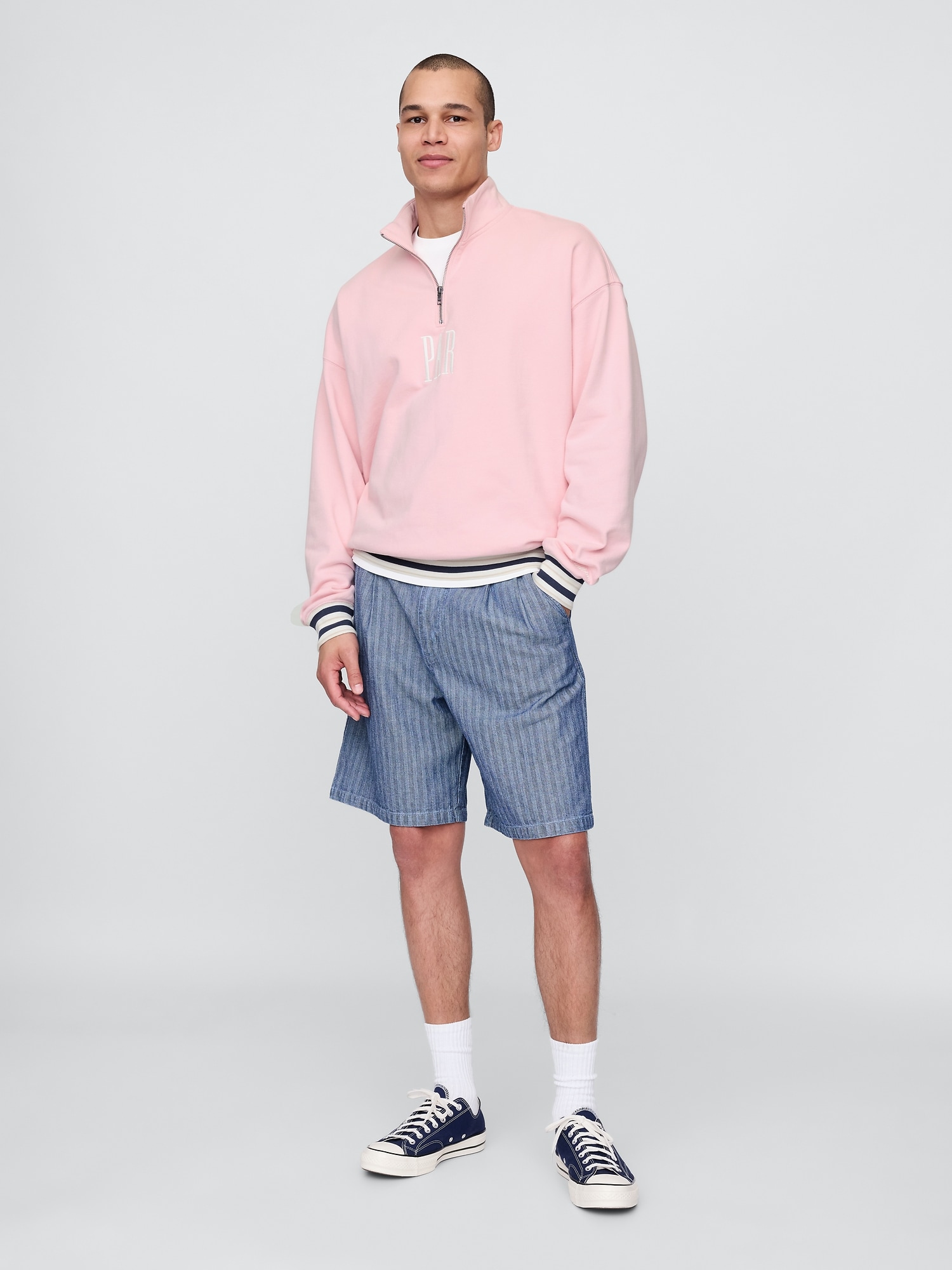 Gap × Malbon ヘビーウェイト ロゴ 1/4ジップアップ トレーナー-2