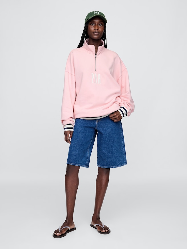 Gap × Malbon ヘビーウェイト ロゴ 1/4ジップアップ トレーナー-5