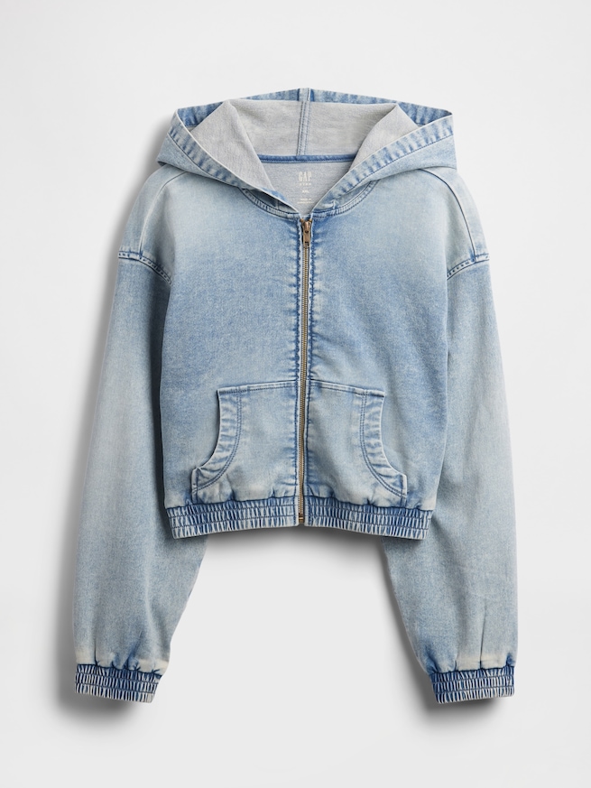 ニットデニム ジップアップパーカー (キッズ)-1