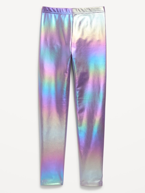 Shiny Foil Print Leggings for Girls