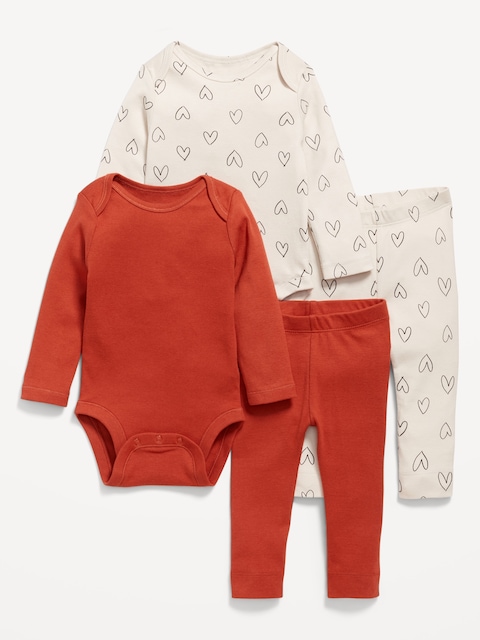 Printed Bodysuit and Leggings 4-Piece for Baby