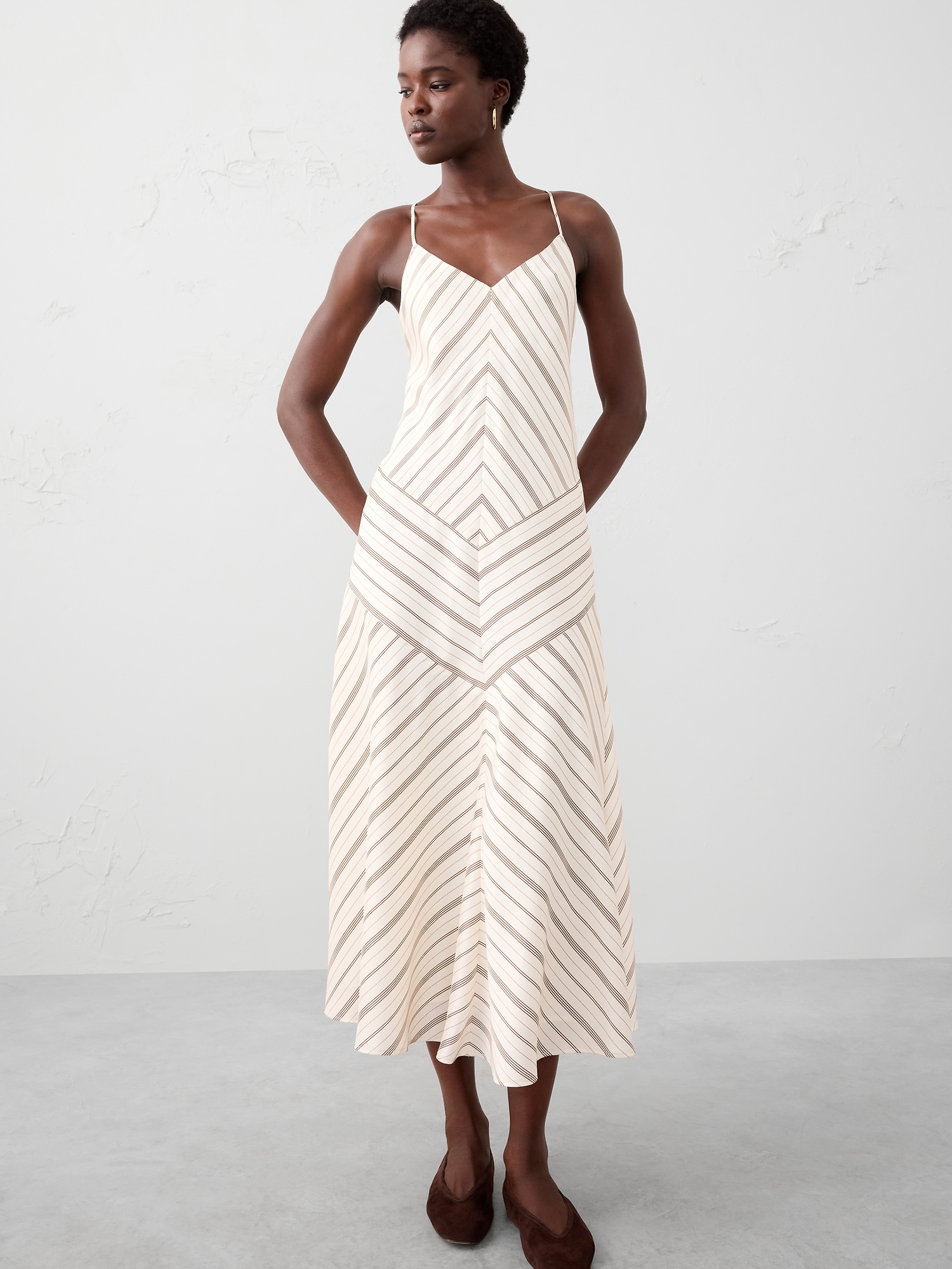 Strappy V-Panel Midi Dress