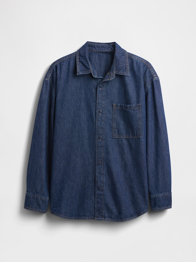 デニム オーバーサイズシャツ (キッズ)-1