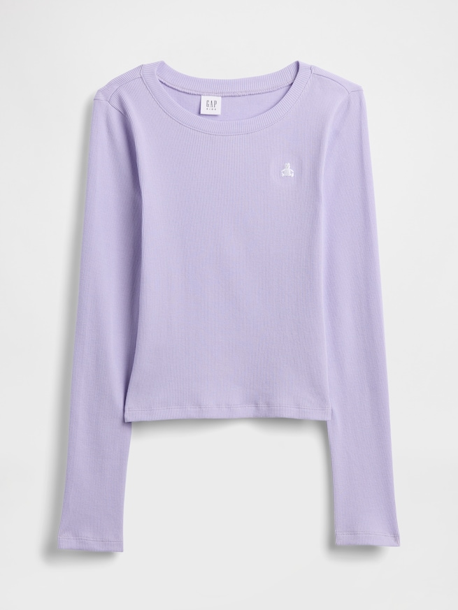 リブ クルーネック Tシャツ (キッズ)-1