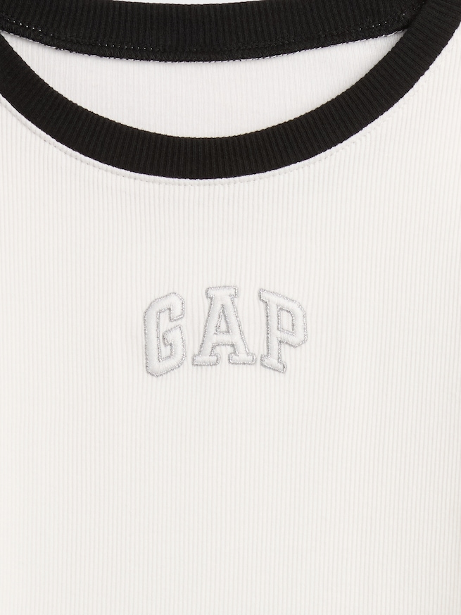 GAPロゴ クロップド リンガーTシャツ (キッズ)-3