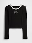 GAPロゴ クロップド リンガーTシャツ (キッズ)-1