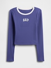 GAPロゴ クロップド リンガーTシャツ (キッズ)-1