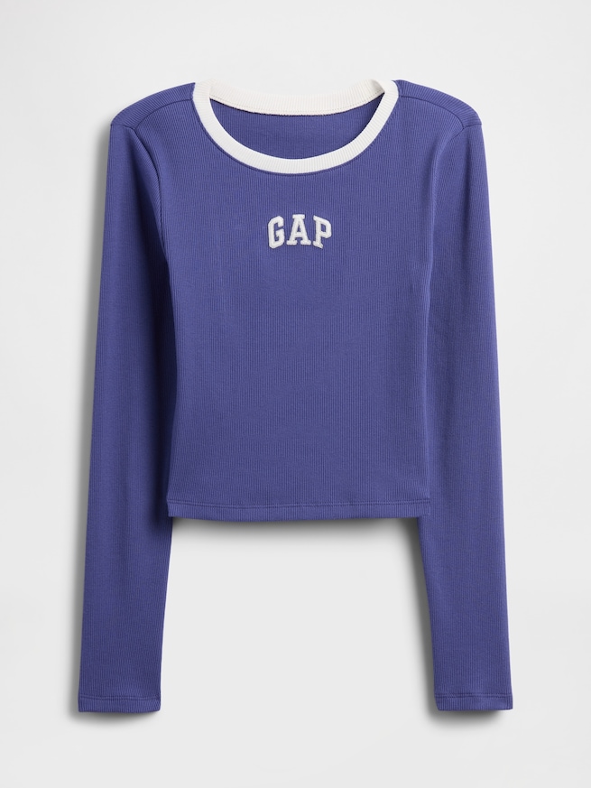 GAPロゴ クロップド リンガーTシャツ (キッズ)-1