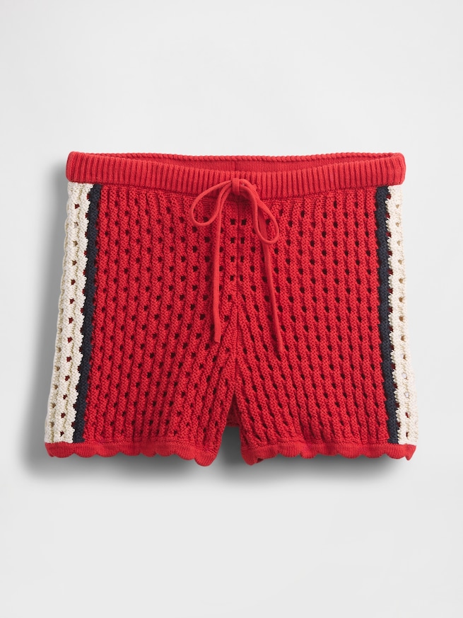 コットン100% クロシェ イージーショートパンツ-3