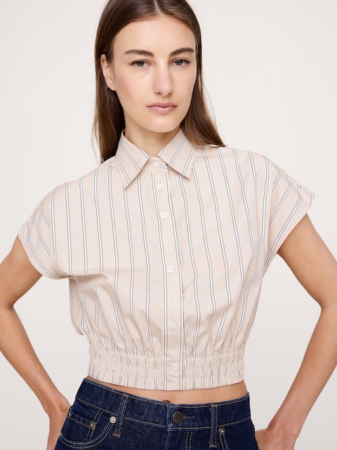 CHEMISE COURTE EN POPELINE DE COTON