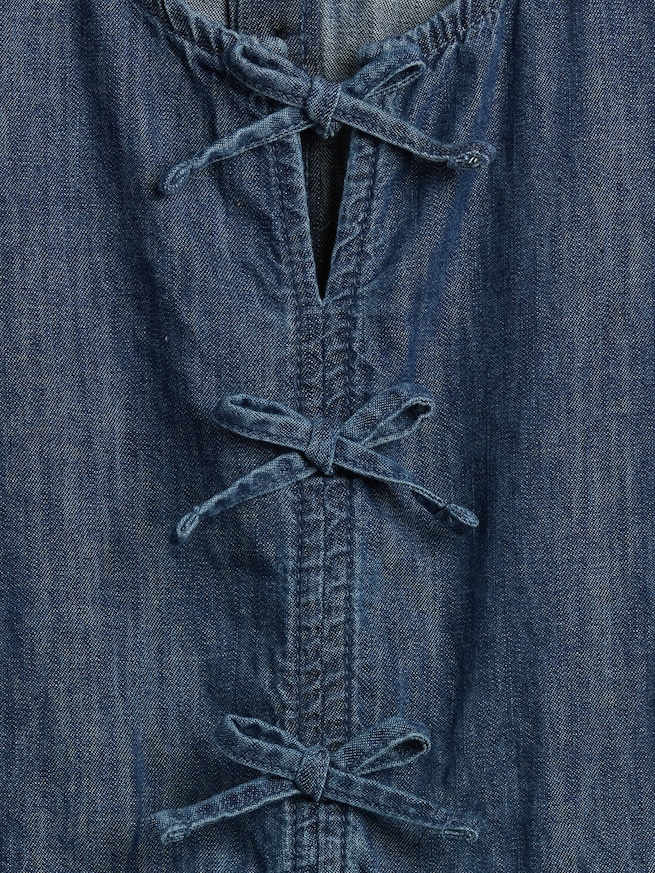 デニム パフスリーブ ワンピース (キッズ)-3