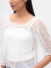 シアー チュール 刺しゅうトップス-3