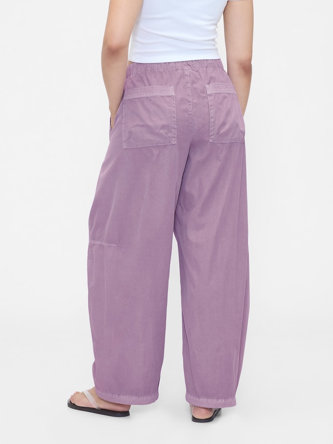 ミッドライズ バレル パラシュートパンツ-5