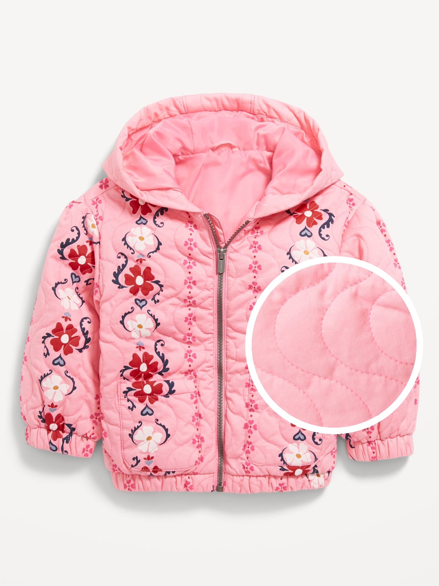 VESTE EN SERGÉ MATELASSÉ À MOTIF AVEC POCHES POUR TOUTE-PETITE FILLE