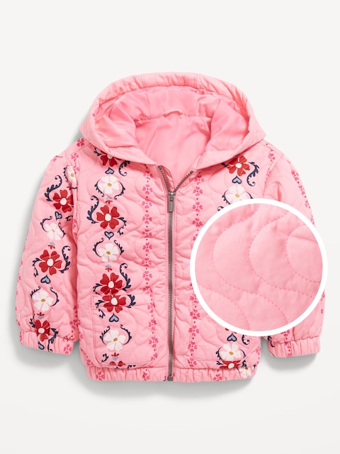 VESTE EN SERGÉ MATELASSÉ À MOTIF AVEC POCHES POUR TOUTE-PETITE FILLE