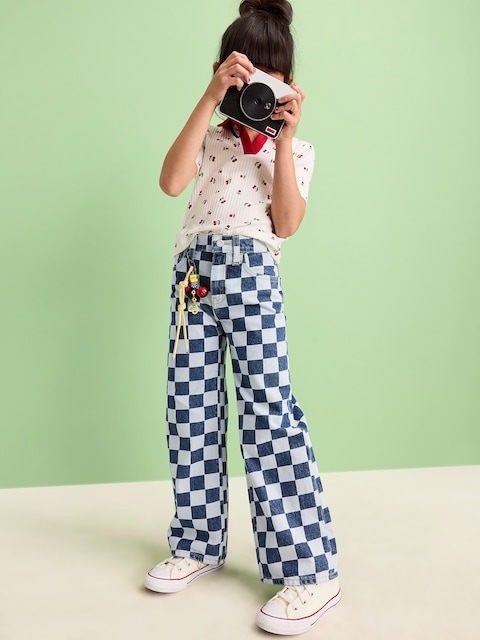Printed Baggy Wide-Leg Jeans for Girls