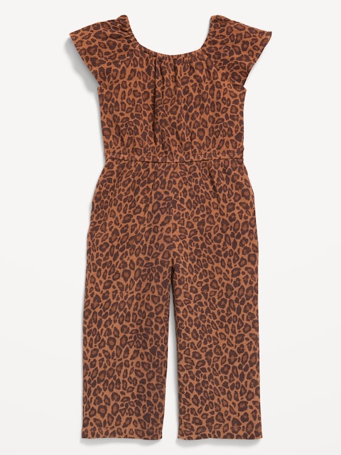 Flutter-Sleeve Ribbed Jumpsuit for Toddler Girls