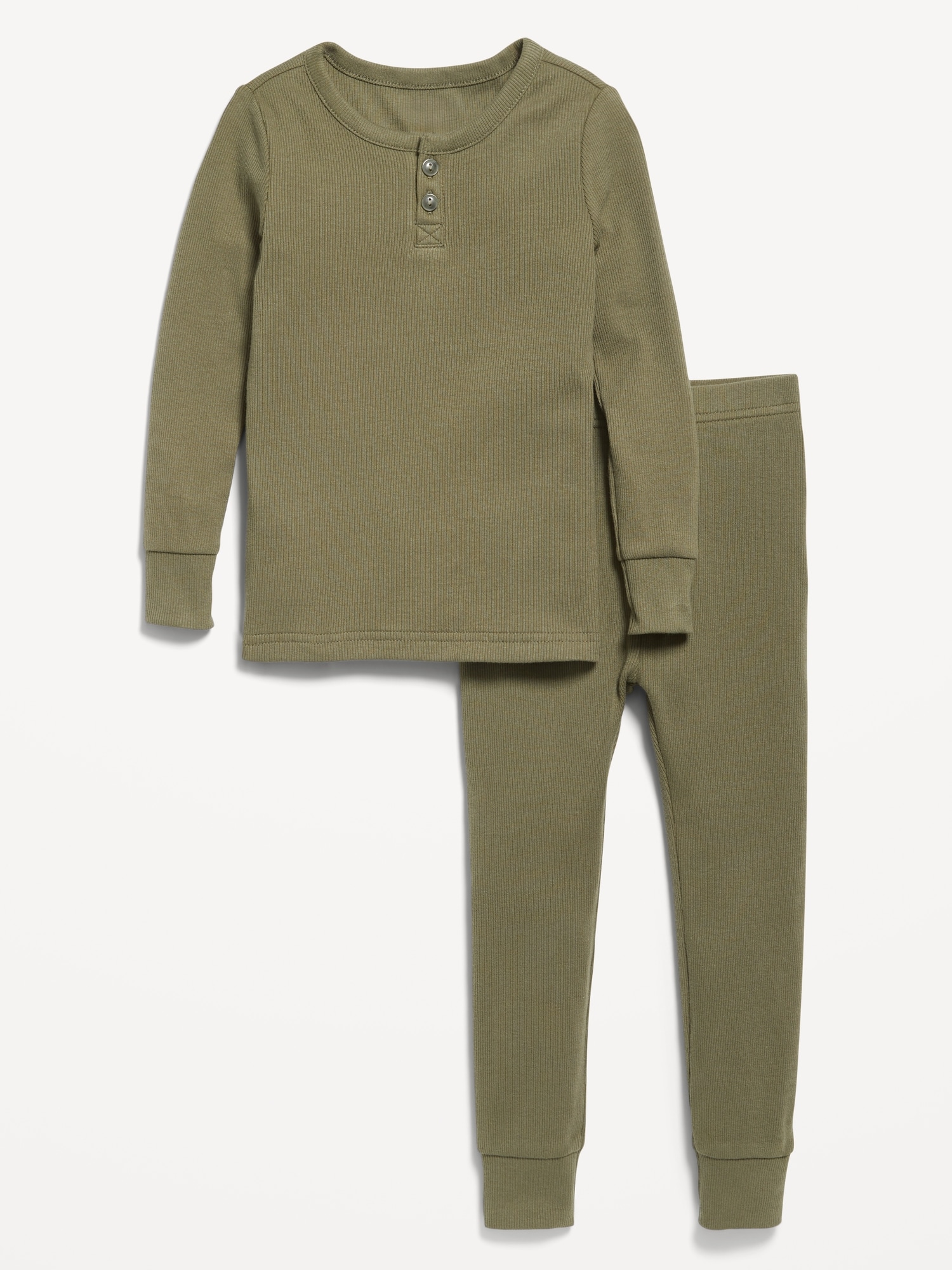 Snug-Fit Ribbed Henley Pajama Set for Toddler & Baby