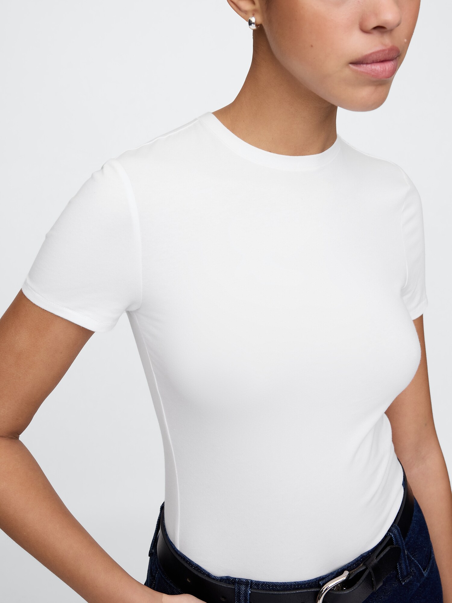 クローズニット ジャージーTシャツ ソングボディスーツ-4