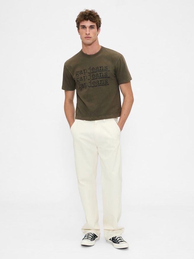 ヘビーウェイト デニム GAPロゴ クロップドTシャツ-1