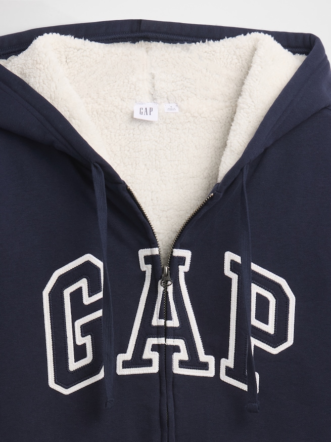 リラックスフィット GAPロゴ 裏ボア ジップアップパーカー-3