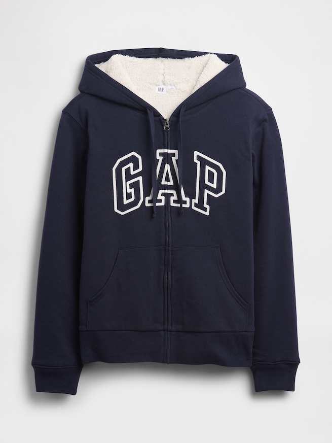 リラックスフィット GAPロゴ 裏ボア ジップアップパーカー-4