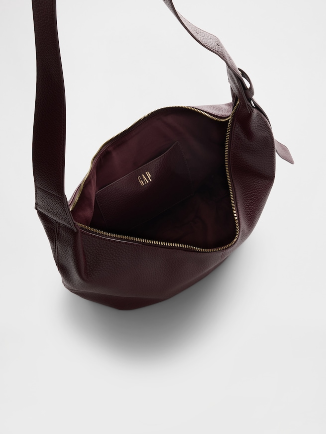 ヴィーガン ペブルレザー スラウチー クロスボディバッグ-3