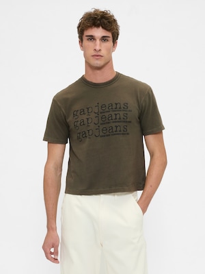 ヘビーウェイト デニム GAPロゴ クロップドTシャツ