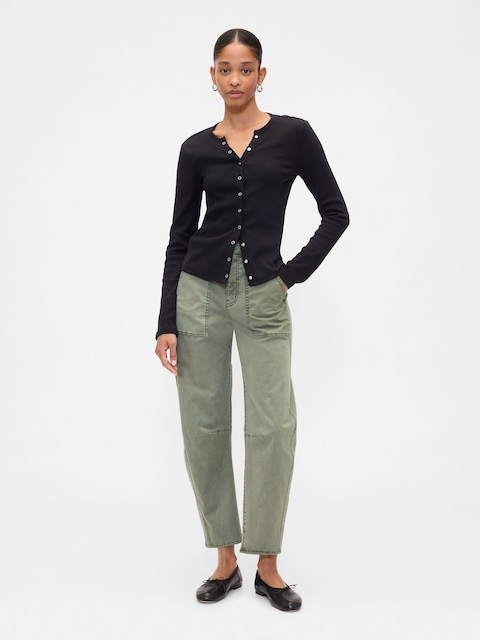 High Rise Barrel Khakis