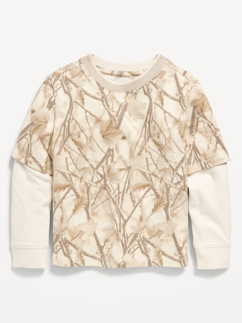 Oversized Long-Sleeve 2-In-1 T-Shirt for Toddler Boys