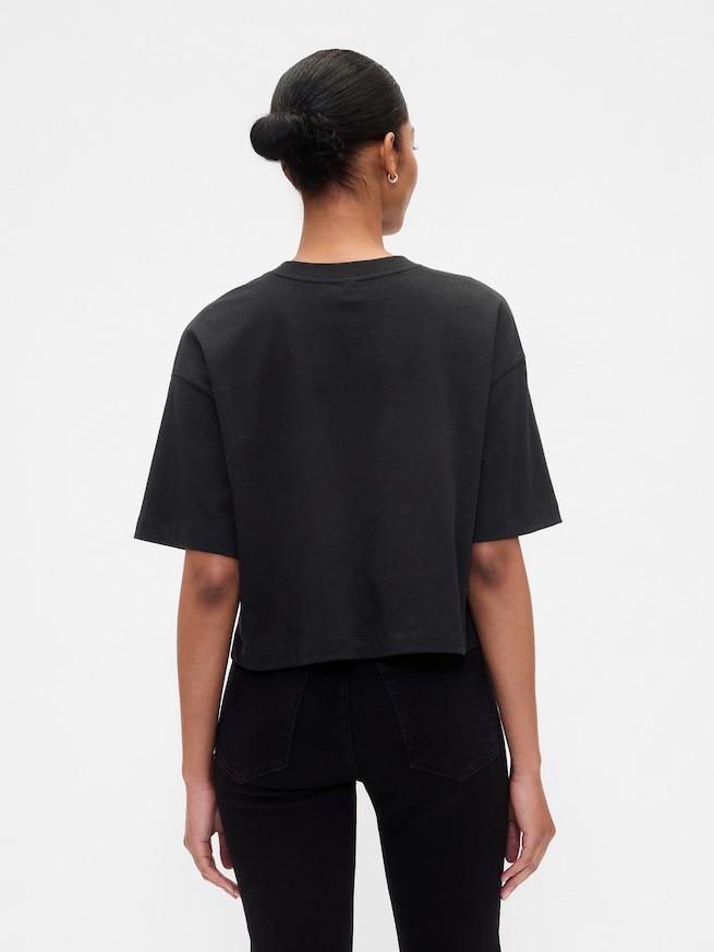 オーバーサイズ クロップド クルーネックTシャツ-1