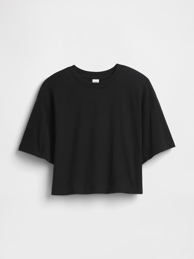 オーバーサイズ クロップド クルーネックTシャツ-3