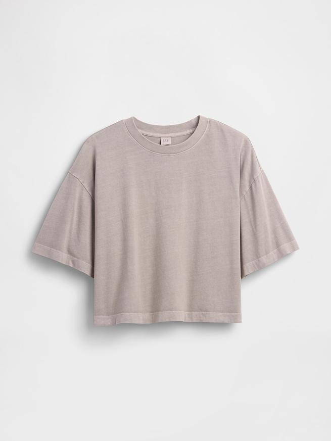 オーバーサイズ クロップド クルーネックTシャツ-3