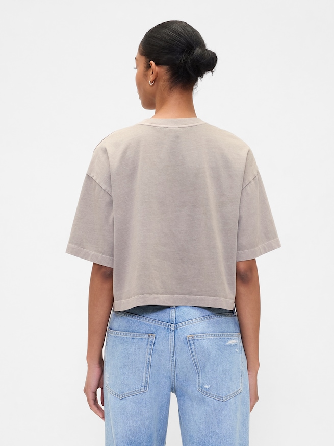 オーバーサイズ クロップド クルーネックTシャツ-1