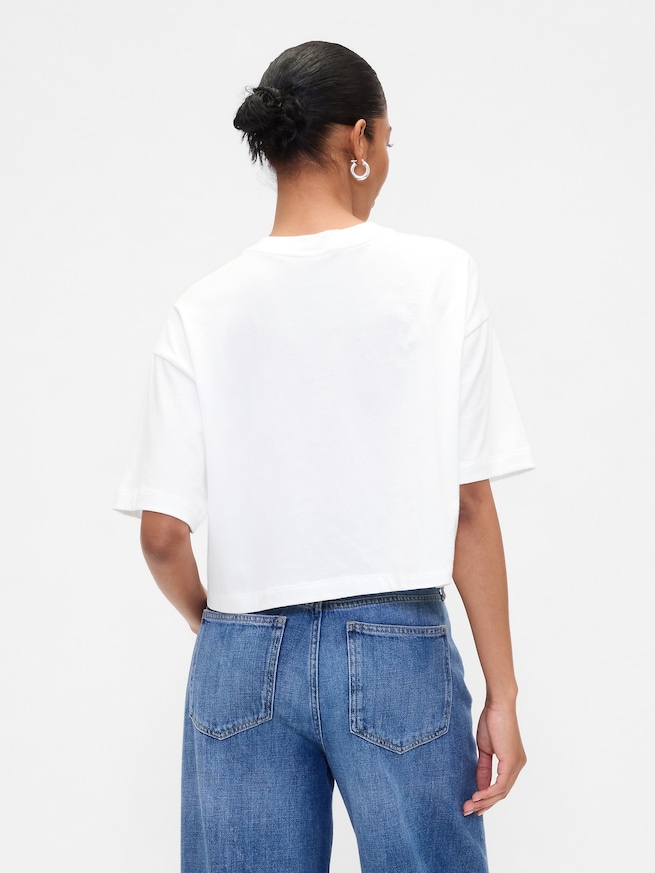 オーバーサイズ クロップド クルーネックTシャツ-1