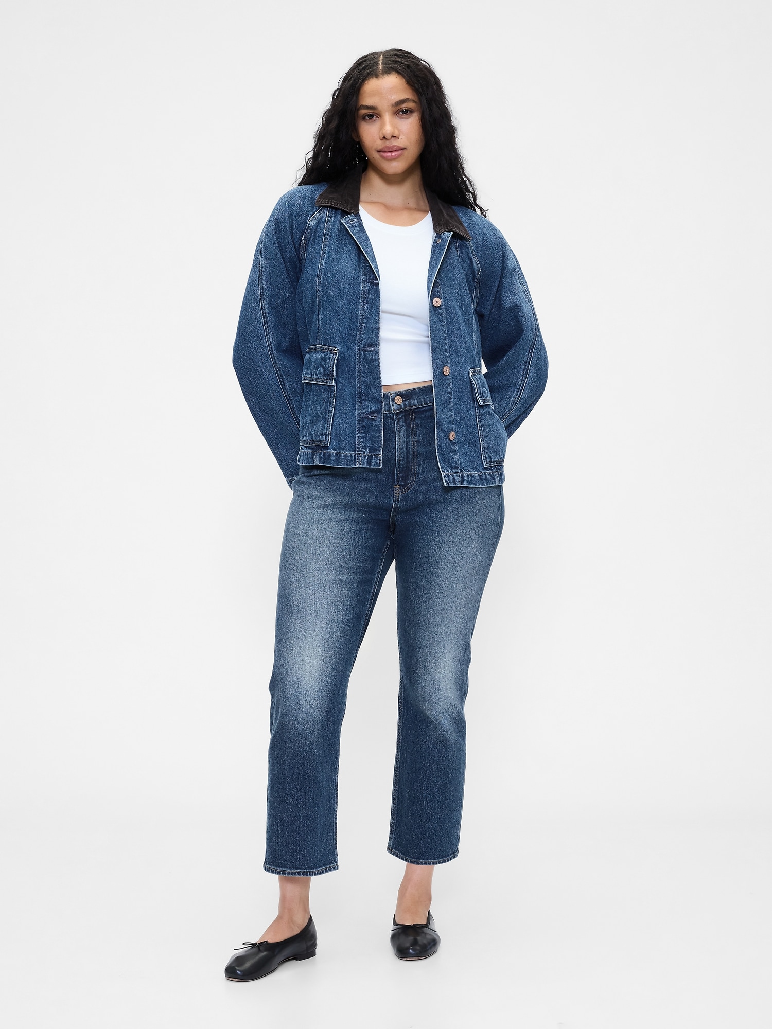 High Rise '90s Slim Straight Crop Jeans