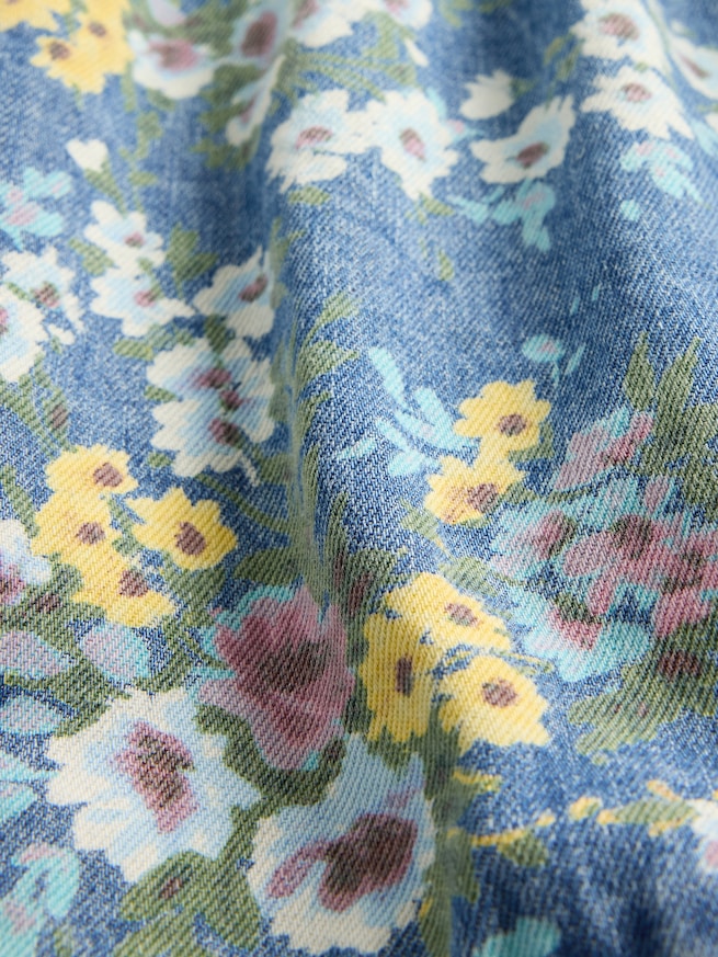 デニム パフスリーブ フローラルワンピース (キッズ)-3