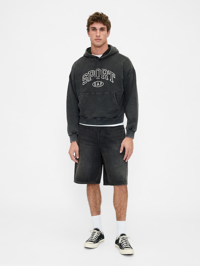 ヘビーウェイト オーバーサイズ クロップド GAPロゴパーカー-1