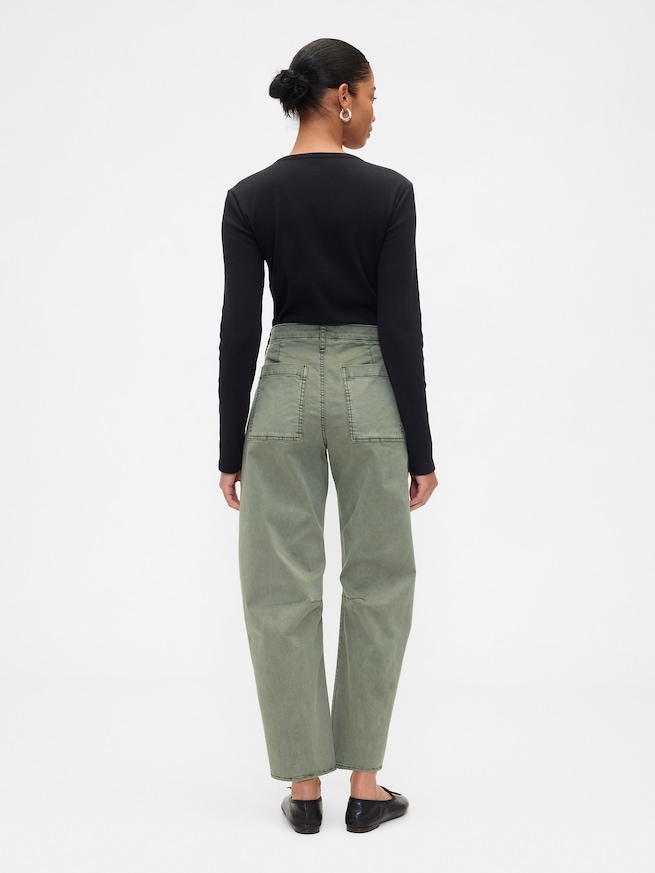 ハイライズ バレルカーキパンツ-1