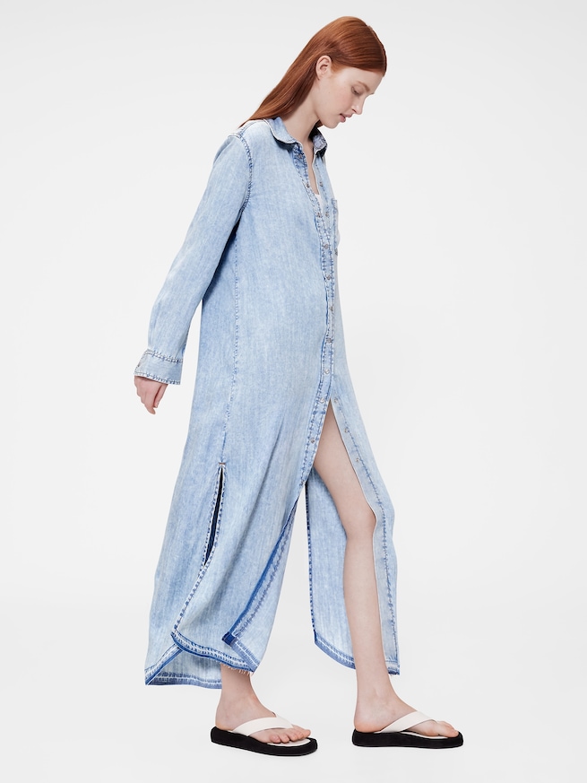 GapStudio ドレープデニム シャツドレス-1