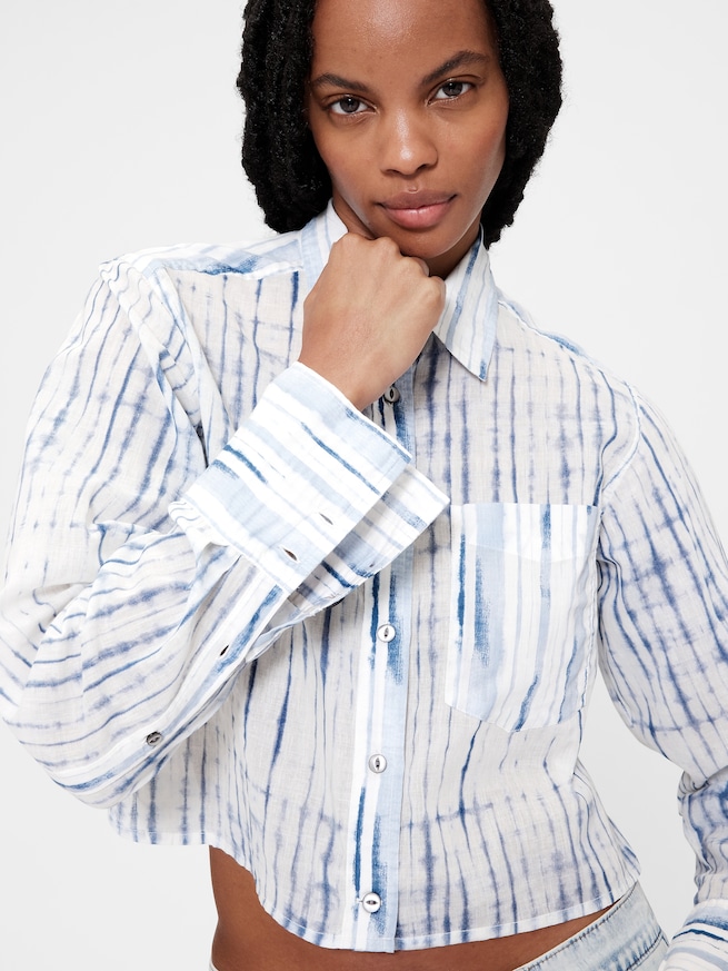 GapStudio ボイル クロップドシャツ-4