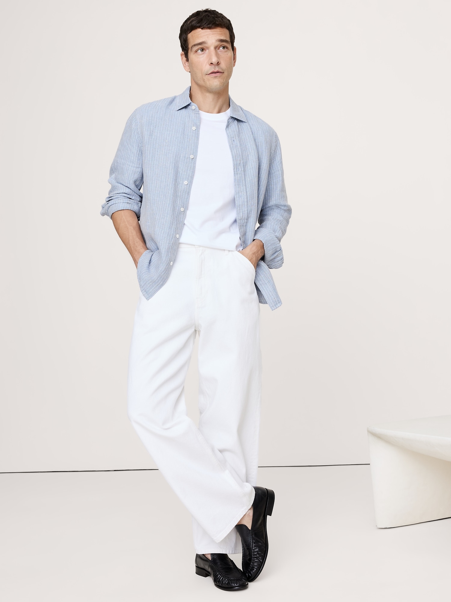 Textured Shirt with Linen