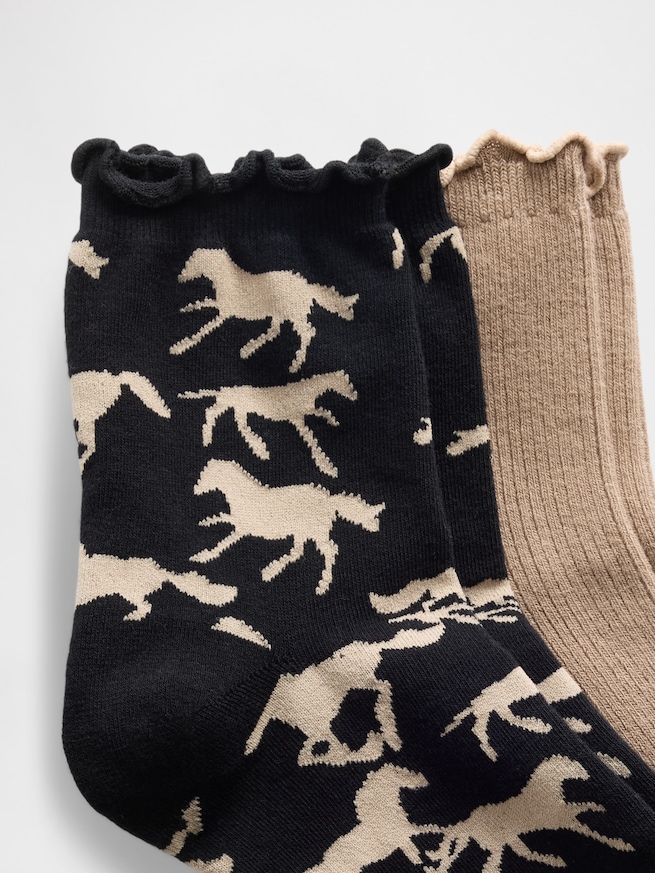 リブ ラッフルフリルソックス 2足セット-1