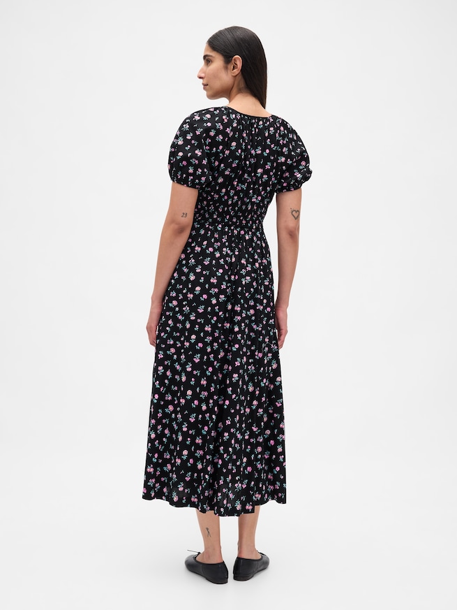 パフスリーブ ミディワンピース-1