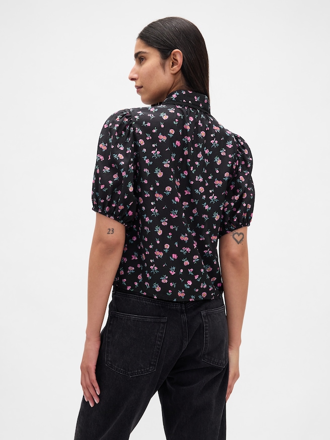 パフスリーブ 襟付きトップス-2