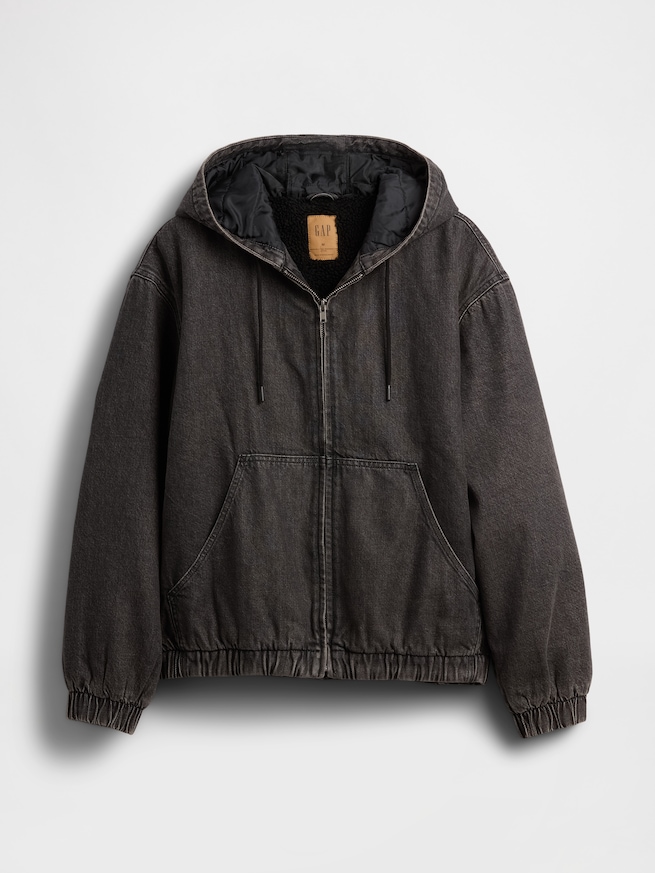 ウルトラソフト デニム 裏ボアジップアップパーカー-4