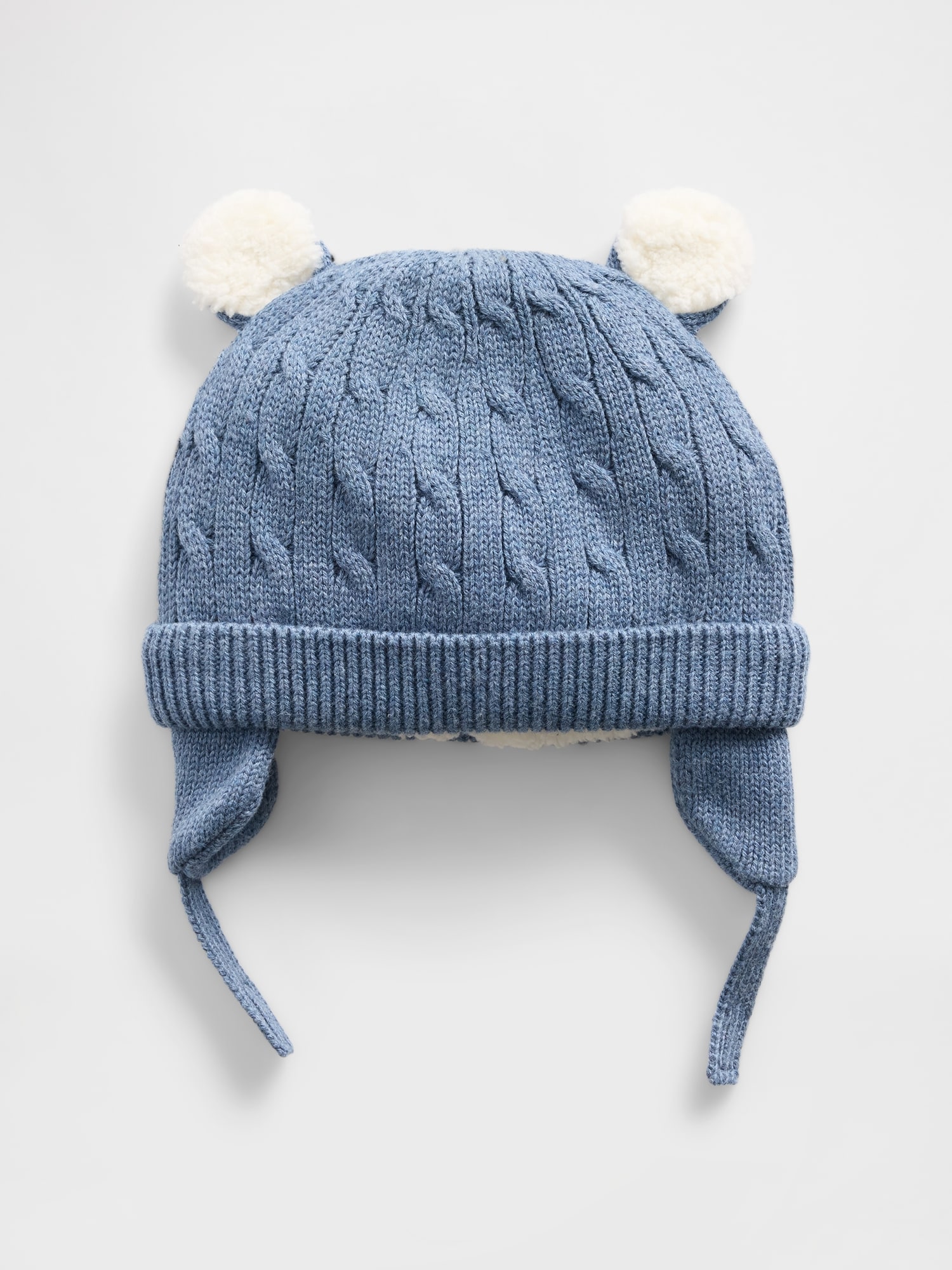 Baby Sherpa-Lined Cable-Knit Bear Beanie